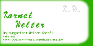 kornel welter business card